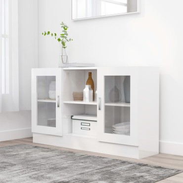 vidaXL Βιτρίνα Γυαλιστερό Λευκό 120x30,5x70cm από Επεξ. Ξύλο 1 τεμ.