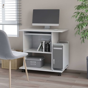 vidaXL Γραφείο Υπολογιστή Λευκό 80x50x75cm από Επεξ. Ξύλο 1 τεμ.