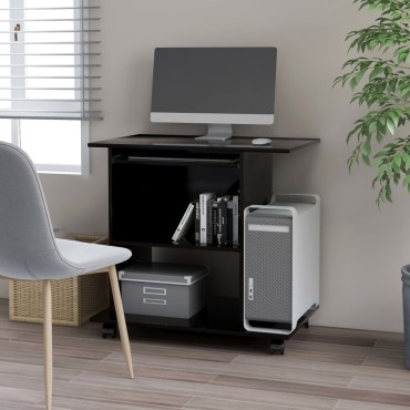vidaXL Γραφείο Υπολογιστή Μαύρο 80x50x75cm από Επεξ. Ξύλο 1 τεμ.