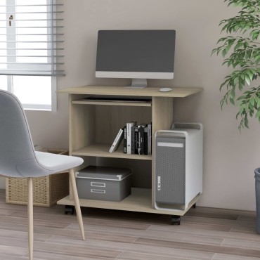 vidaXL Γραφείο Υπολογιστή Sonoma Δρυς 80x50x75cm από Επεξ. Ξύλο 1 τεμ.