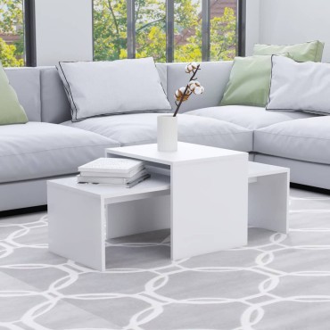 vidaXL Σετ Τραπεζάκια Σαλονιού Λευκά 100x48x40cm από Επεξ. Ξύλο