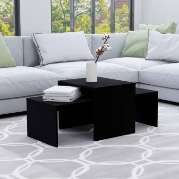 vidaXL Σετ Τραπεζάκια Σαλονιού Μαύρα 100x48x40cm από Επεξ. Ξύλο