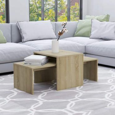 vidaXL Σετ Τραπεζάκια Σαλονιού Sonoma Δρυς 100x48x40cm Επεξ. Ξύλο
