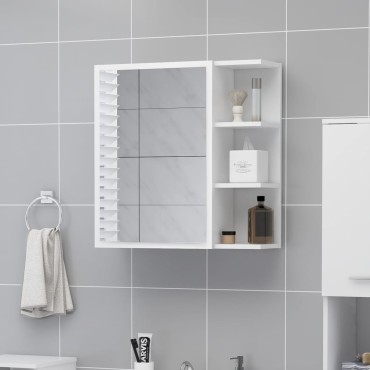 vidaXL Καθρέφτης Μπάνιου Λευκός 62,5x20,5x64cm από Επεξ. Ξύλο 1 τεμ.