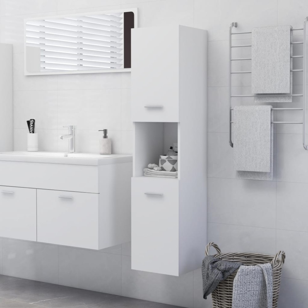 vidaXL Στήλη Μπάνιου Λευκή 30x30x130cm από Επεξ. Ξύλο