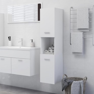 vidaXL Στήλη Μπάνιου Λευκή 30x30x130cm από Επεξ. Ξύλο