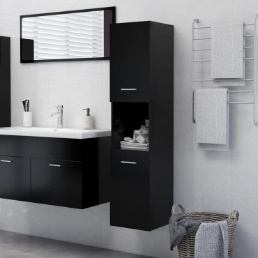 vidaXL Στήλη Μπάνιου Μαύρη 30x30x130cm από Επεξ. Ξύλο