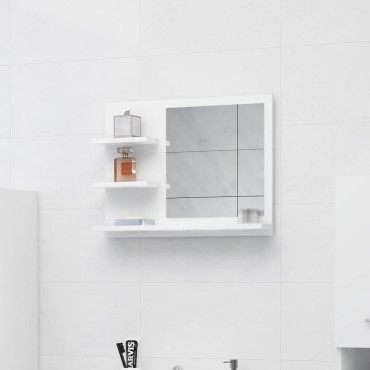 vidaXL Καθρέφτης Μπάνιου Λευκός 60x10,5x45cm Επεξ. Ξύλο 1 τεμ.