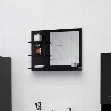 vidaXL Καθρέφτης Μπάνιου Μαύρος 60x10,5x45cm Μοριοσανίδα 1 τεμ.