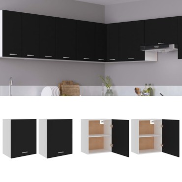vidaXL Ντουλάπια Κρεμαστά Lyon 2 τεμ. Μαύρα 50x31x60cm από Επεξ. Ξύλο