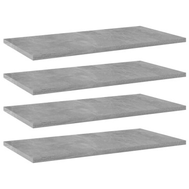 vidaXL Ράφια Βιβλιοθήκης 4 τεμ. Γκρι Σκυροδ. 60x30x1,5cm Μοριοσανίδα