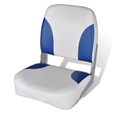 vidaXL Αναδιπλούμενο Κάθισμα Βάρκας με Μαξιλάρι Μπλε-Λευκό 41x36x48εκ.