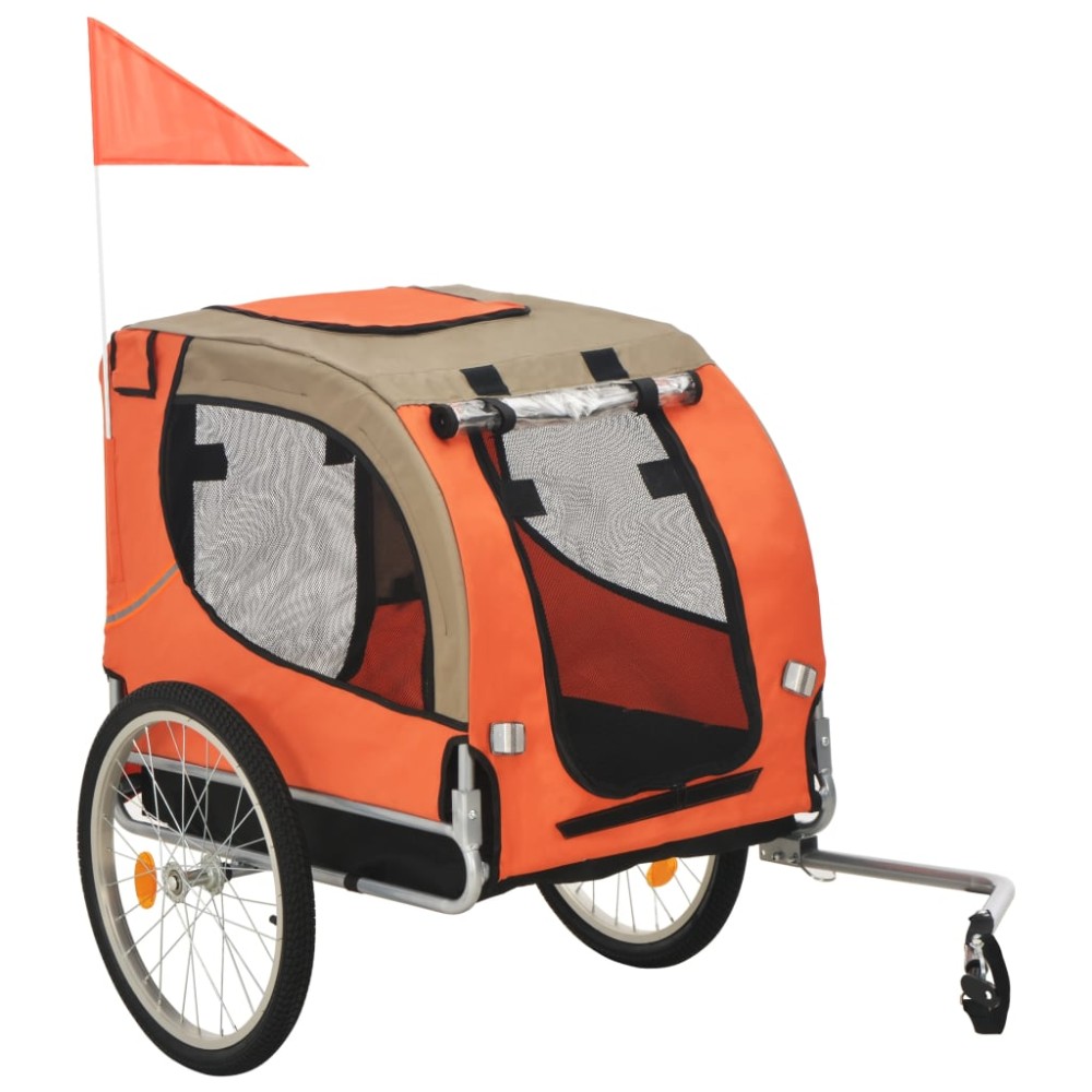 vidaXL Τρέιλερ Ποδηλάτου Μεταφοράς Κατοικιδίων Πορτοκαλί / Γκρι