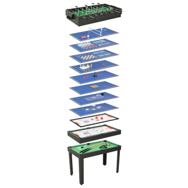 vidaXL Τραπέζι Πολλαπλών Παιχνιδιών 15 σε 1 Μαύρο 121 x 61 x 82 εκ.