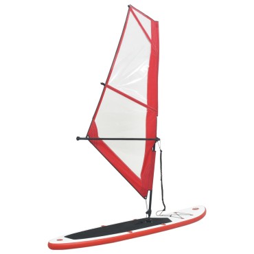 vidaXL Σανίδα SUP Φουσκωτή Σετ Κόκκινο / Λευκό με Πανί