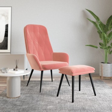 vidaXL Πολυθρόνα Relax με Υποπόδιο Ροζ Βελούδινη 70x77x98cm 1 τεμ.