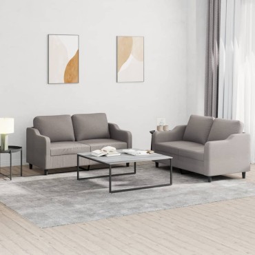 vidaXL Πολυθρόνες Σετ 2 τεμ. Taupe από Ύφασμα με Μαξιλάρια 138x77x80cm  Διθέσιος