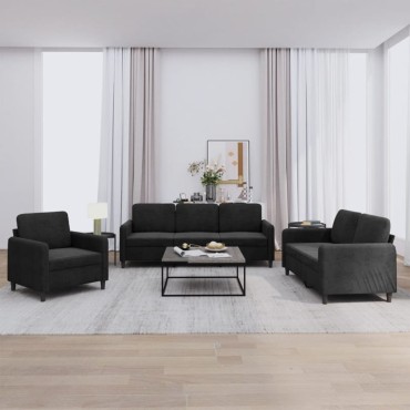 vidaXL Σετ Σαλονιού 3 τεμ. Μαύρο από Βελούδο 78x77x80cm  Διθέσιος Τριθέσιος