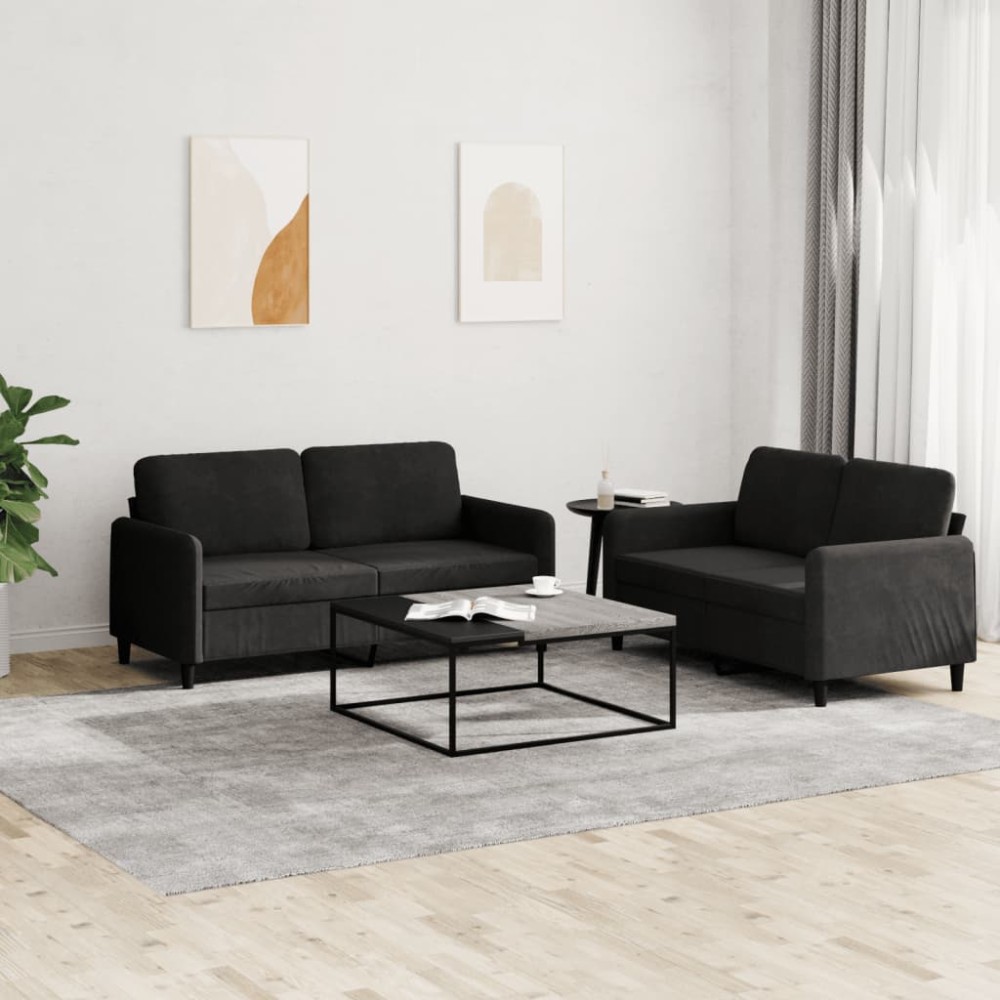 vidaXL Σετ Σαλονιού 2 τεμ. Μαύρο Βελούδινο 138x77x80cm  Διθέσιος