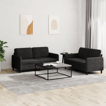 vidaXL Σετ Σαλονιού 2 τεμ. Μαύρο Βελούδινο 138x77x80cm  Διθέσιος