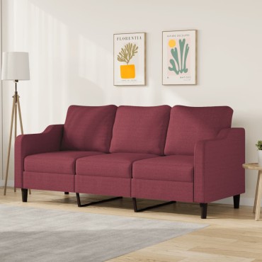 vidaXL Καναπές Τριθέσιος Μπορντό Υφασμάτινος 198x77x80cm 1 τεμ.