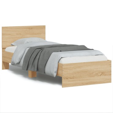 vidaXL Πλαίσιο Κρεβατιού με Κεφαλάρι Sonoma Δρυς 90x190cm Επεξ. Ξύλο 1 τεμ. - Μονό