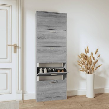 vidaXL Παπουτσοθήκη Γκρι Sonoma 59x17x169cm από Επεξεργασμένο Ξύλο
