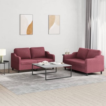 vidaXL Πολυθρόνες Σετ 2 τεμ. Μπορντό από Ύφασμα με Μαξιλάρια 138x77x80cm  Διθέσιος