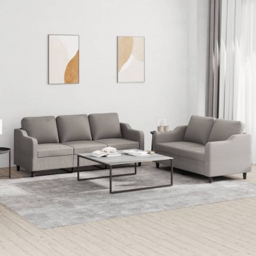 vidaXL Πολυθρόνες Σετ 2 τεμ. Taupe από Ύφασμα με Μαξιλάρια 138x77x80cm  Διθέσιος Τριθέσιος