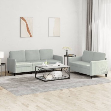vidaXL Σετ Σαλονιού 2 τεμ. Αν. Γκρι Βελούδινο 138x77x80cm  Διθέσιος Τριθέσιος