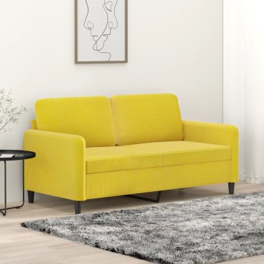 vidaXL Καναπές Διθέσιος Κίτρινος Βελούδινος 158x77x80cm 1 τεμ.