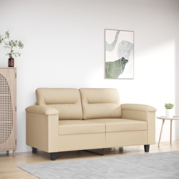 vidaXL Καναπές Διθέσιος Κρεμ Ύφασμα μικροϊνών 210x77x80cm 1 τεμ.