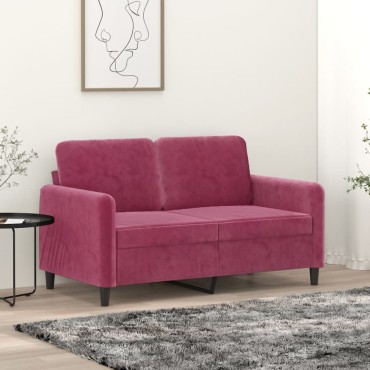 vidaXL Καναπές Διθέσιος Μπορντό Βελούδινος 138x77x80cm 1 τεμ.