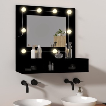 vidaXL Έπιπλο Καθρέφτη με LED Μαύρο 60x31,5x62cm 1 τεμ.