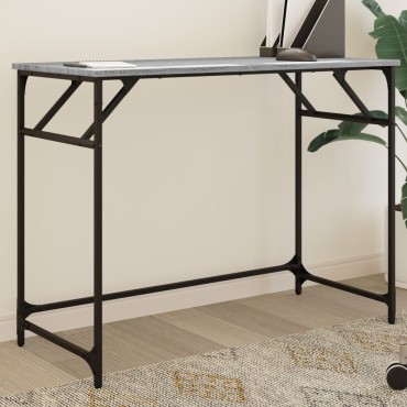 vidaXL Γραφείο Γκρι Sonoma100x45x76cm Επ. Ξύλο/Ατσάλι Ηλ. Βαφή Πούδρας 1 τεμ.
