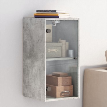 vidaXL Ντουλάπι Τοίχου Γκρι Σκυροδ. 35x37x68,5cm με Γυάλινες Πόρτες 1 τεμ.