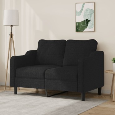 vidaXL Καναπές Διθέσιος Μαύρο Υφασμάτινος 138x77x80cm 1 τεμ.