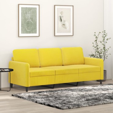 vidaXL Καναπές Τριθέσιος Κίτρινο Βελούδινος 198x77x80cm 1 τεμ.