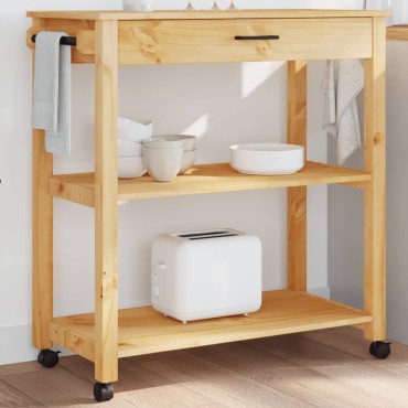 vidaXL Τρόλεϊ Κουζίνας MONZA 84x40x90cm από Μασίφ Ξύλο Πεύκου 1 τεμ.