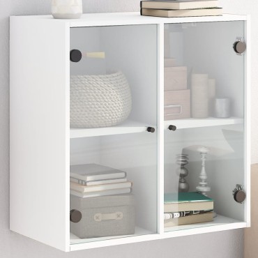 vidaXL Ντουλάπι Τοίχου Λευκό 68x37x68,5cm με Γυάλινες Πόρτες 1 τεμ.