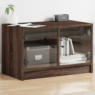 vidaXL Βοηθητικό Ντουλάπι Καφέ Δρυς 68x37x42cm Γυάλινες Πόρτες
