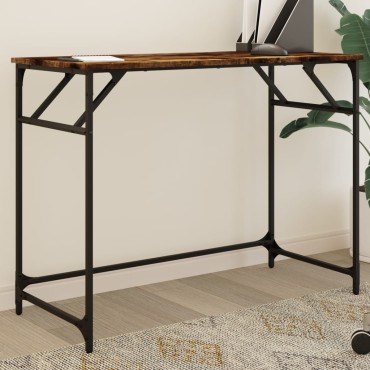 vidaXL Γραφείο Καπ. Δρυς 100x45x76cm Επ. Ξύλο/Ατσάλι Ηλ. Βαφή Πούδρας 1 τεμ.