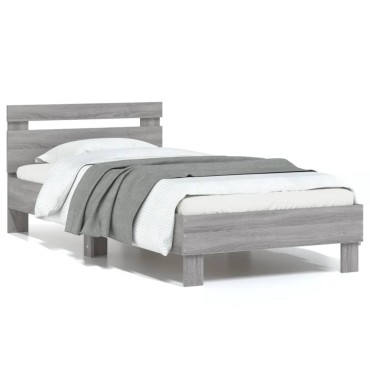 vidaXL Πλαίσιο Κρεβατιού με Κεφαλάρι Γκρι Sonoma 75x190 εκ. Επεξ. Ξύλο