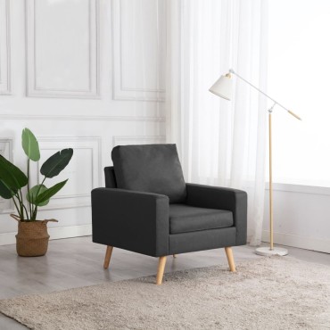 vidaXL Πολυθρόνα Σκούρο Γκρι Υφασμάτινη 77x71x80cm 1 τεμ.
