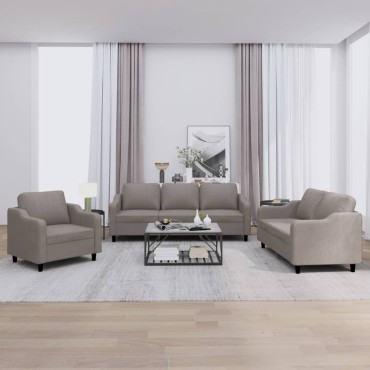 vidaXL Πολυθρόνες Σετ 3 τεμ. Taupe από Ύφασμα με Μαξιλάρια 78x77x80cm  Διθέσιος Τριθέσιος