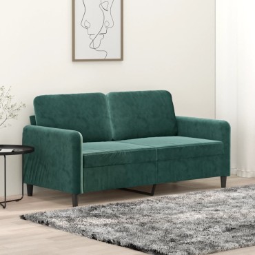 vidaXL Καναπές Διθέσιος Σκούρο Πράσινο Βελούδινος 158x77x80cm 1 τεμ.