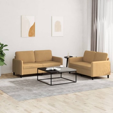 vidaXL Πολυθρόνες Σετ 2 τεμ. Καφέ από Βελούδο 138x77x80cm  Διθέσιος