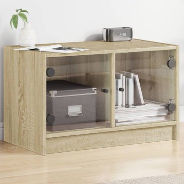 vidaXL Βοηθητικό Ντουλάπι Sonoma Δρυς 68x37x42cm με Γυάλινες Πόρτες