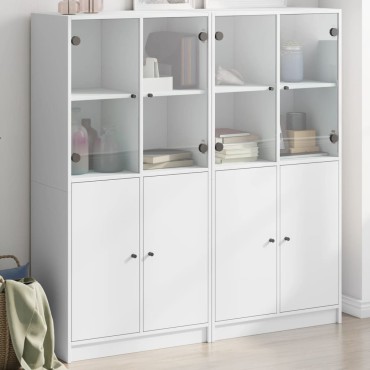 vidaXL Βιβλιοθήκη με Πόρτες Λευκή 136x37x142cm από Επεξεργ. Ξύλο 1 τεμ.