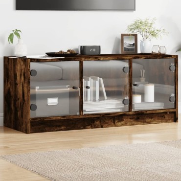 vidaXL Έπιπλο Τηλεόρασης Καπνιστή Δρυς 102x37x42cm Γυάλινες Πόρτες
